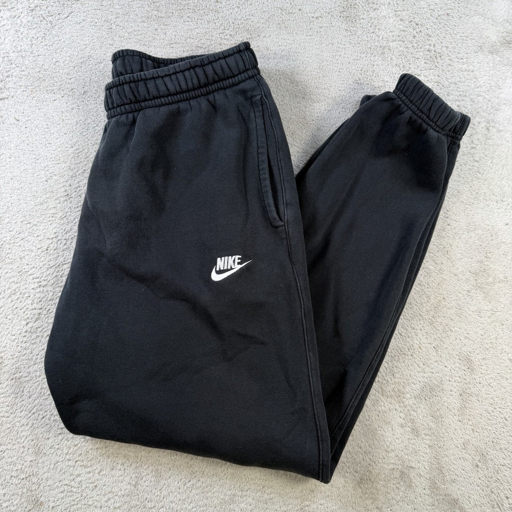 Nike Sweatpants Mens Medium Black Sportswear Club Fleece Drawstring Gym Joggers